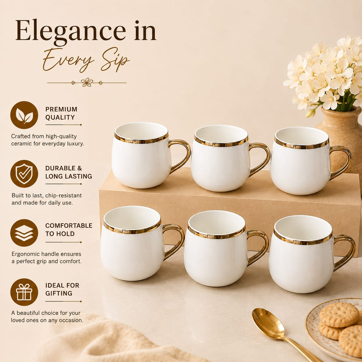 Rose Gold pearl mug set
