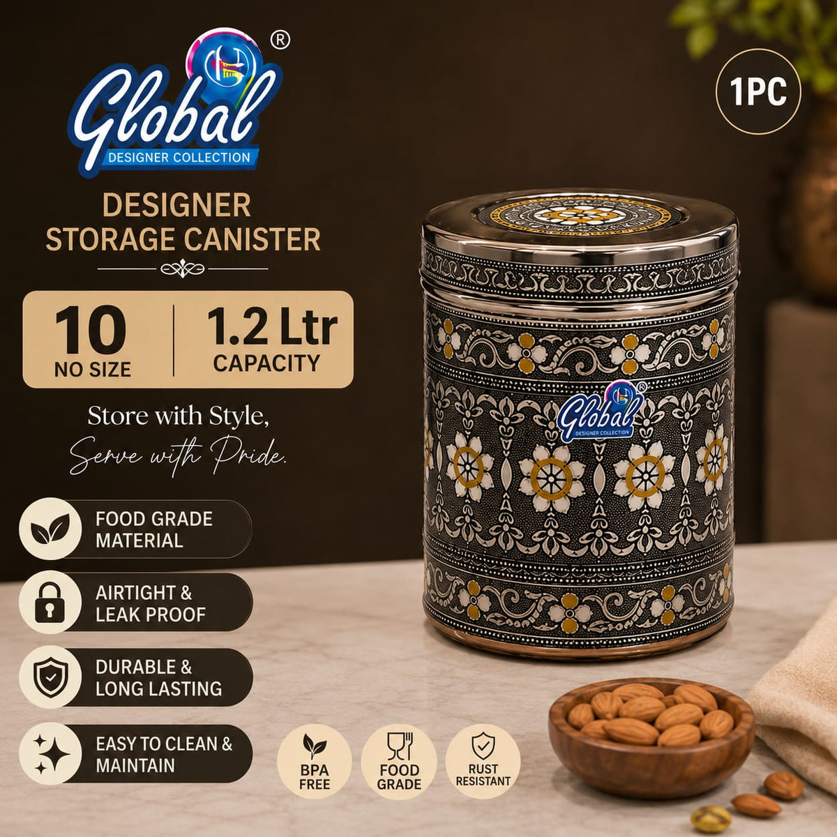 1.2Ltr Full antique storage box