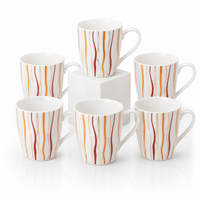 Saffron Stream Mug set - white +coloured lines design