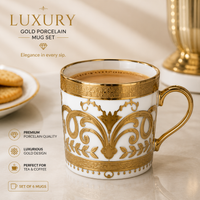 Golden Crest Mug Set - White +light grey