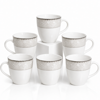 Moonlight Heritage Mug Set - white +silver border design
