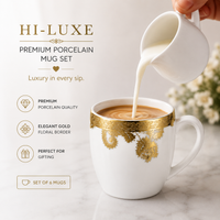 Golden Royale Mug Set - White with Golden Border