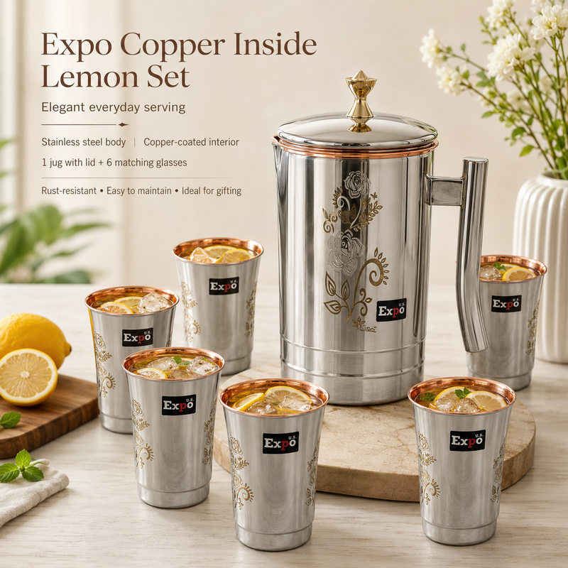 Floral Copper Touch Stainless Steel Lemon Set