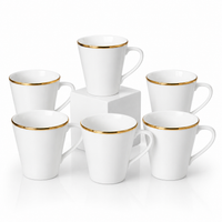 Ivory Crown mugs set - white +Heavy golden line