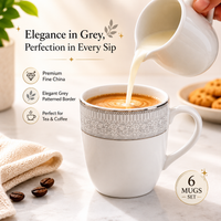 Golden Edge Mug Sets - white +silver border design