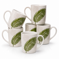 Palm Haven Mug Set - green leaf printed