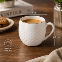 Golden Pearl Mug Set - White with Golden Line