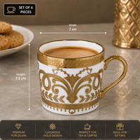 Golden Crest Mug Set - White +light grey