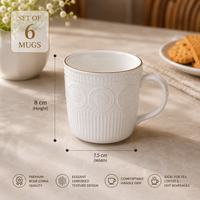 Celeste Ceramic Mug Set - white + golden line