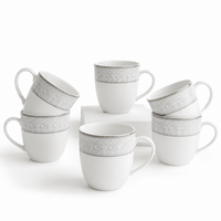 Golden Edge Mug Sets - white +silver border design