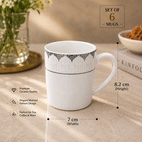 Aria Porcelain Mug set - silver printed design