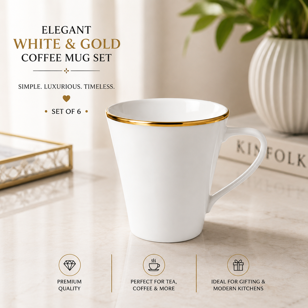 Ivory Crown mugs set