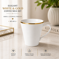 Ivory Crown mugs set - white +Heavy golden line