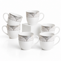 Vintage Luxe Mug Set - white + silver border design