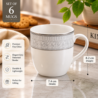 Golden Edge Mug Sets - white +silver border design