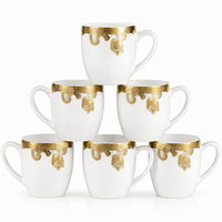 Golden Royale Mug Set - White with Golden Border