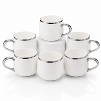 Platinum Pearl Mug Set - White +Heavy silver line