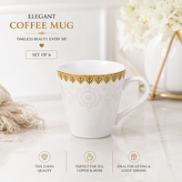Ivory Heirloom Mug Set - white + golden design