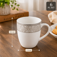 Silver Grace Mug Set - white + silver border design