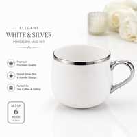 Platinum Pearl Mug Set - White +Heavy silver line