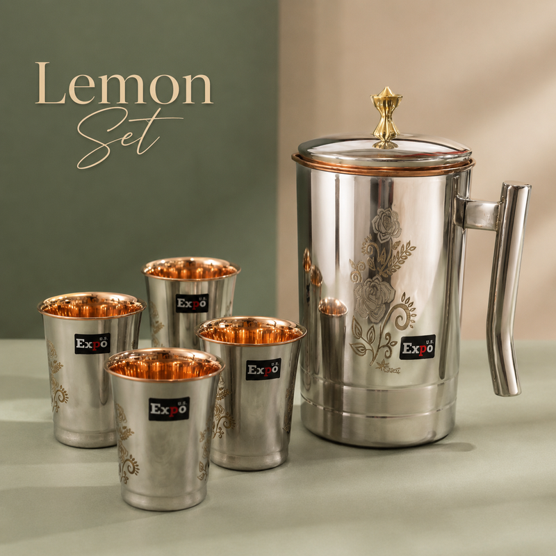 Floral Copper Touch Stainless Steel Lemon Set