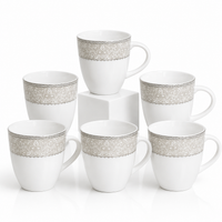 Silver Grace Mug Set - white + silver border design