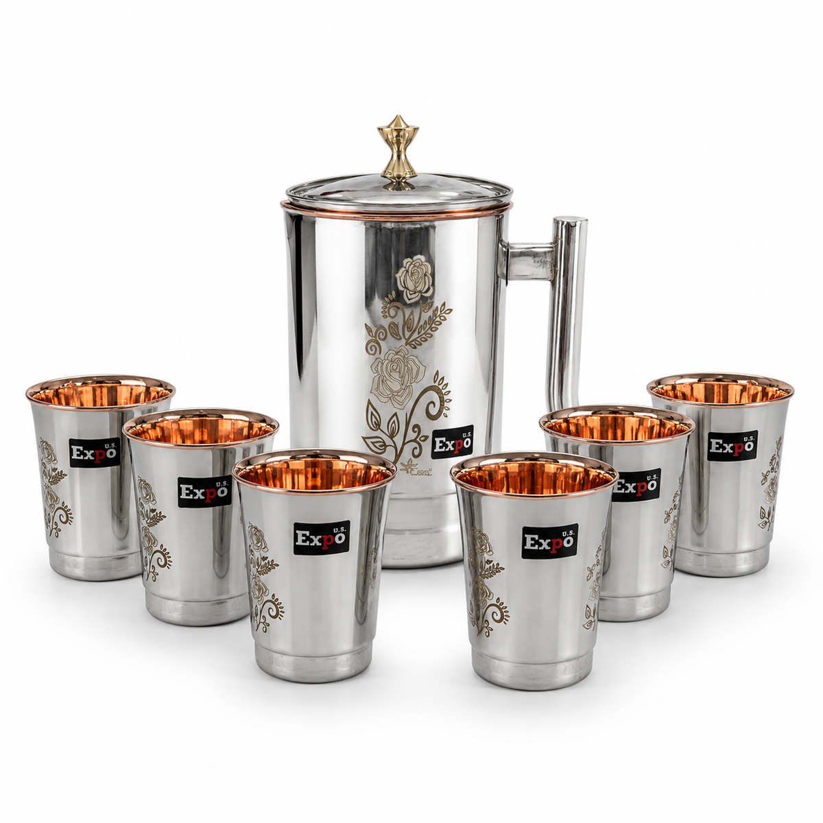 Floral Copper Touch Stainless Steel Lemon Set